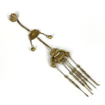 A Chinese white metal personal grooming chatelaine, L. 34cm.