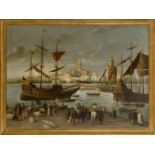 SPANISH SCHOOL, 19TH CENTURY - A CAPRICCIO HARBOUR SCENE