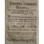 A RARE NAVAL RECRUITING BROADSIDE, 1795