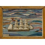 A LARGE 19TH CENTURY SAILOR'S WOOLWORK PICTURE