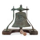 A SHIP'S BELL RECOVERED FROM THE BARQUE CHARLWOOD, 1877, WRECKED OFF THE EDDYSTONE 1891