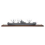 A WELL-PRESENTED 1:192 SACALE WATERLINE MODEL OF THE LIBERTY SHIP S.S. 'RICHARD MONTGOMERY' [1943]