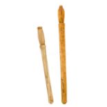 Ø A 19TH CENTURY SAILOR WORK WHALE BONE BELAYING PIN