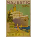 TRAVEL AGENT'S POSTER FOR THE WHITE STAR LINE MAJESTIC, CIRCA 1932