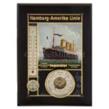 A RARE HAMBURG-AMERIKA LINE BAROMETER/THERMOMETER/HYGROMETER, S.S. IMPERATOR, CIRCA 1912