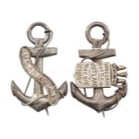 A PAIR OF SILVER GREAT WAR NAVAL SWEETHEART BROOCHES