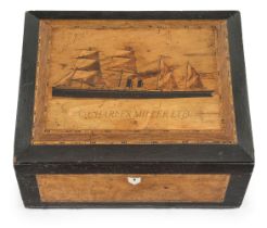 A TRINITY HOUSE INLAID WORKBOX, C. 1870