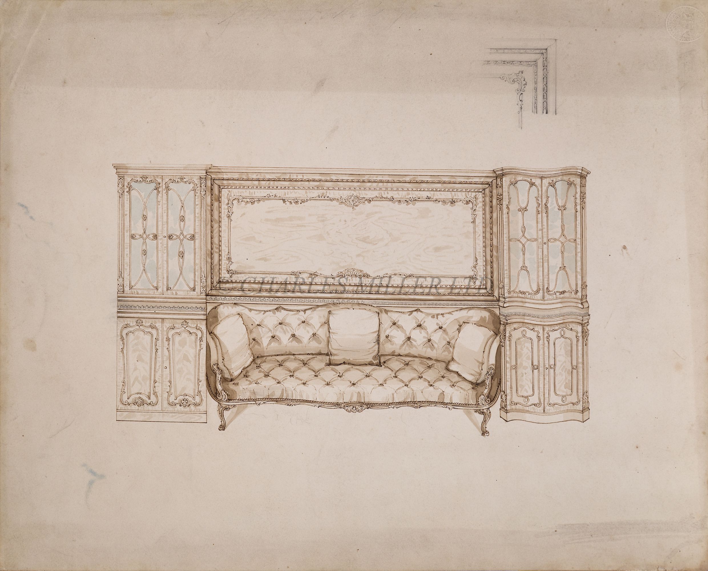 SMALL SALOON CHAIR FROM R.Y. 'FAIRY' AND TWO DESIGNS OF THE STATE ROOM, C. 1845 - Image 2 of 3