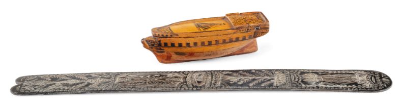 A SAILOR'S MAN O'WAR-FORM SNUFF BOX, CIRCA 1800