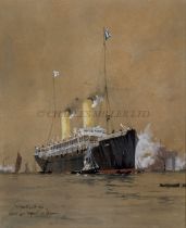 WILLIAM MINSHALL BIRCHALL (BRITISH, 1884-1941): Orient Line 'Ophir' off Tilbury