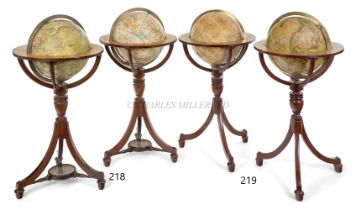 A PAIR OF 19TH CENTURY 12IN. LIBRARY GLOBES BY BARDIN