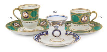 A COFFEE CAN AND SAUCER FROM THE STATE SERVICE OF HMY VICTORIA & ALBERT III, c. 1902