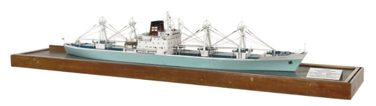 A WATERLINE BOARDROOM MODEL OF THE REFRIGERATED CARGO SHIPL M.V. TEKOA and painting