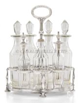 A SILVER PLATED AND CRYSTAL CRUET SET FOR THE ROYAL MAIL STEAM PACKING CO., C. 1899