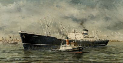 δ ROBERT G. LLOYD (BRITISH, B. 1969) - The Lamport & Holt Line S.S. 'Raphael' off Liverpool, circa