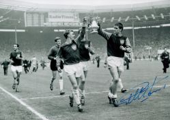 Former West Ham Star Geoff Hurst Signed 12x8 inch Black and White Photo. Good condition. All