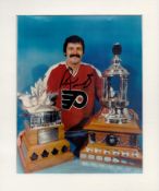 American NHL Star Bernie Parent Signed 10x8 Colour Photo, Mounted to an overall size of 12 x 10
