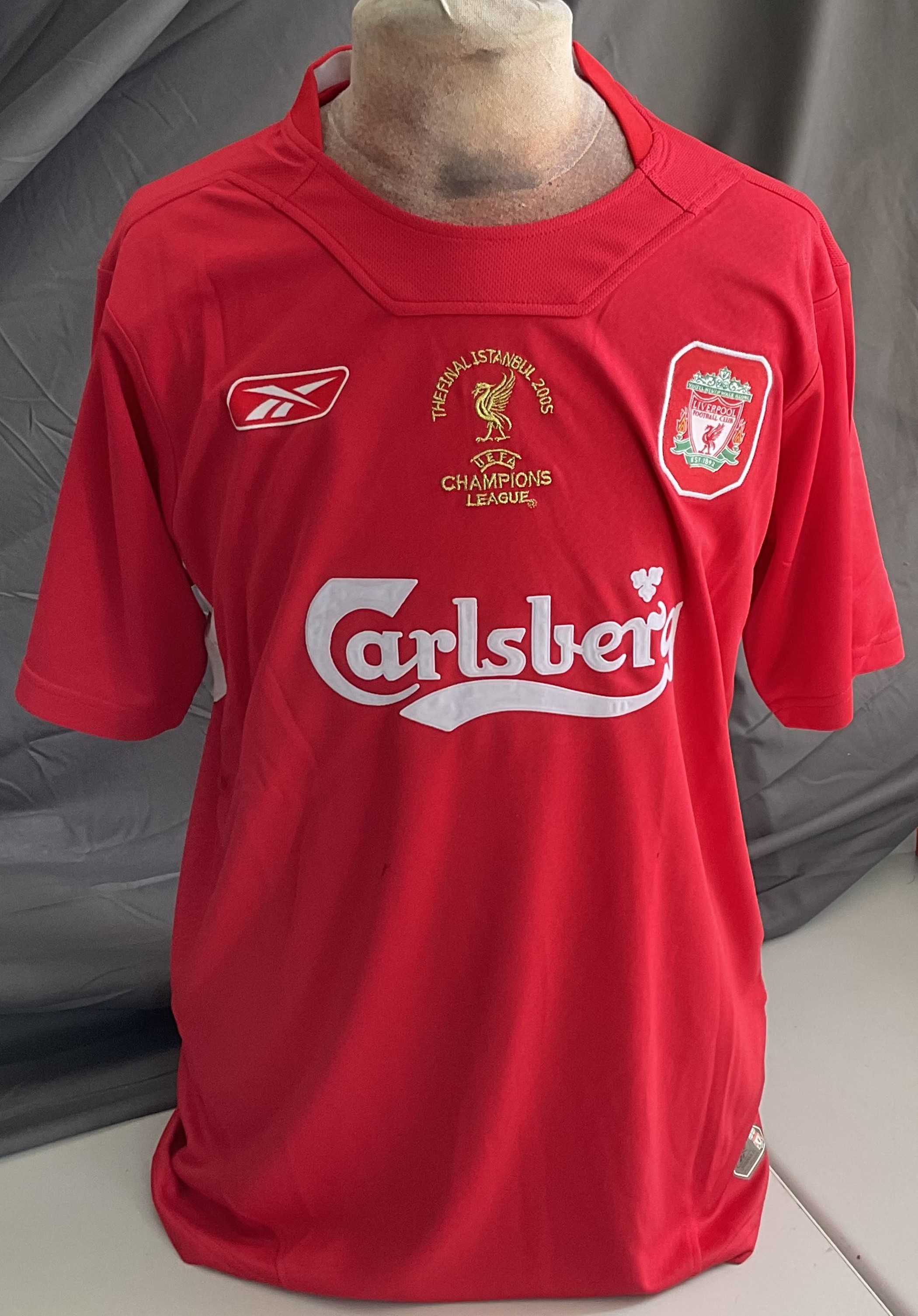 Steven Gerrard signed Liverpool Istanbul 2005 Champions League Final replica shirt signature on