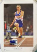 Olympics Jonathan Edwards Signed Big Blue Tube Edition colour Print. Limited Edition 342/500. Signed