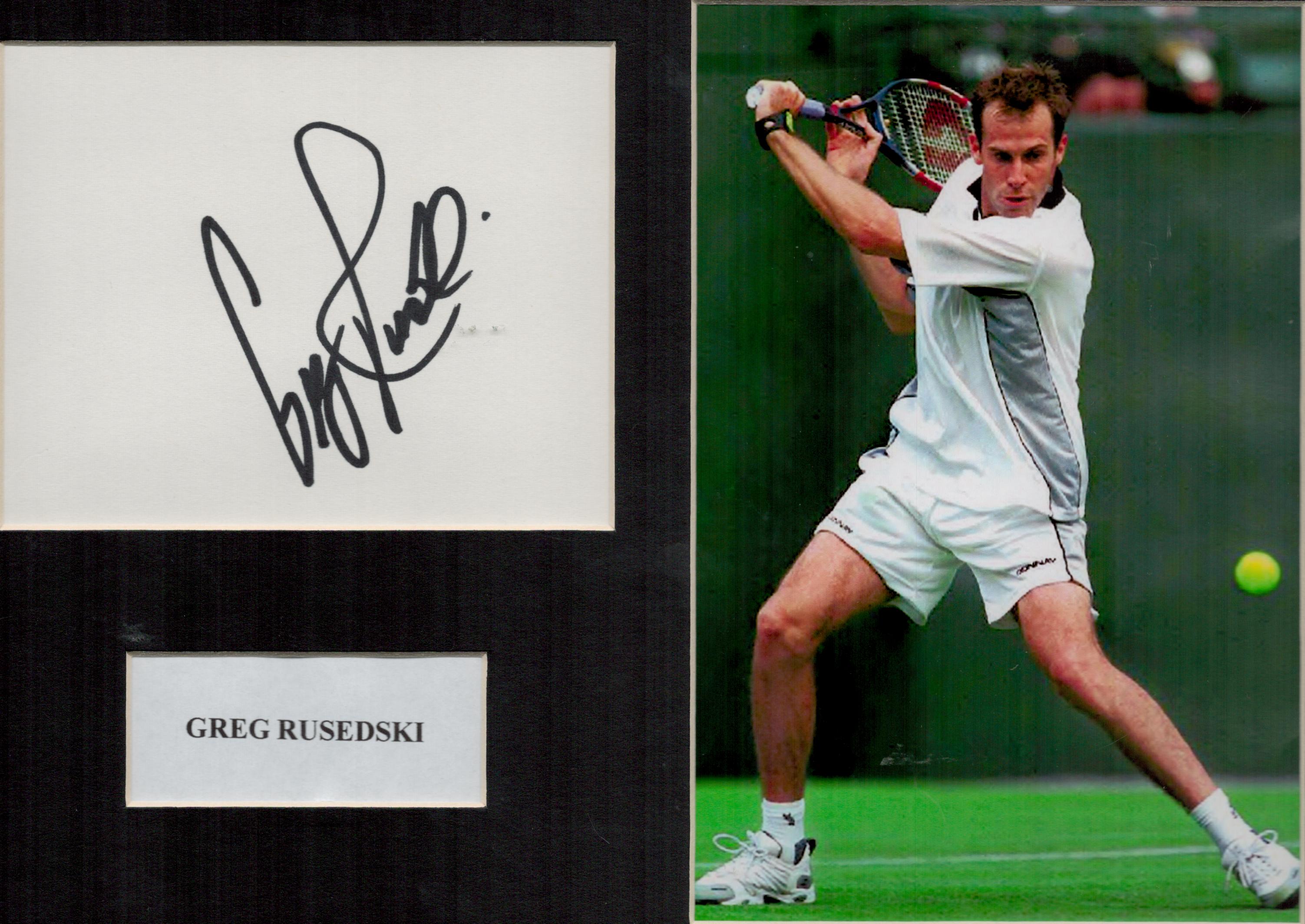 Greg Rusedski 10x12 overall size mounted signature piece. Rusedski (born 6 September 1973) is a