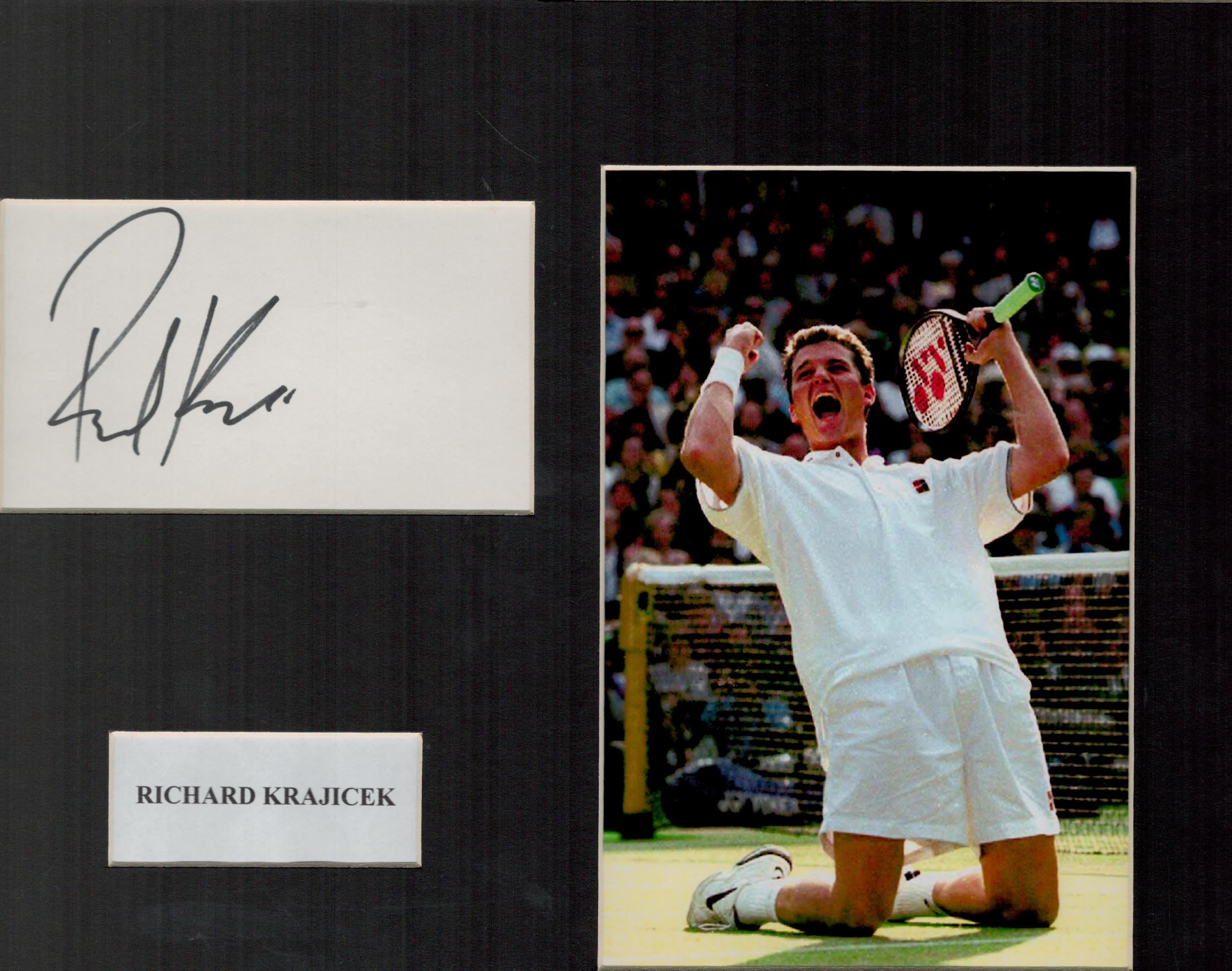 Richard Krajicek 10x12 overall size mounted signature piece. Dutch former professional tennis