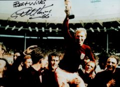 Football Geoff Hurst signed 16x12 colour print iconic image England team celebrating after the
