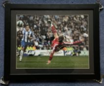 Former Liverpool Star Fernando Torres Signed Large Overhead Kick Photo Vs Wigan Athletic, Housed