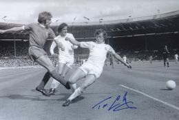 Autographed Trevor Cherry 12 X 8 Photo - B/W, Depicting Leeds United's Trevor Cherry At Full Stretch