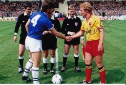 Autographed Les Taylor 6 X 4 Photo - Col, Depicting Everton Captain Kevin Ratcliffe Shaking Hands