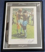 Football Pele Signed Colour Print Housed in a Presentation Frame with Named Plaque. Signed in