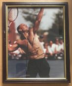 Andre Agassi 9x11 overall size mounted and framed signature piece. Agassi (born April 29, 1970) is