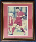 Football Former Liverpool Defender Steve Finnan Signed 10x8 inch Colour Photo, In Wood Frame