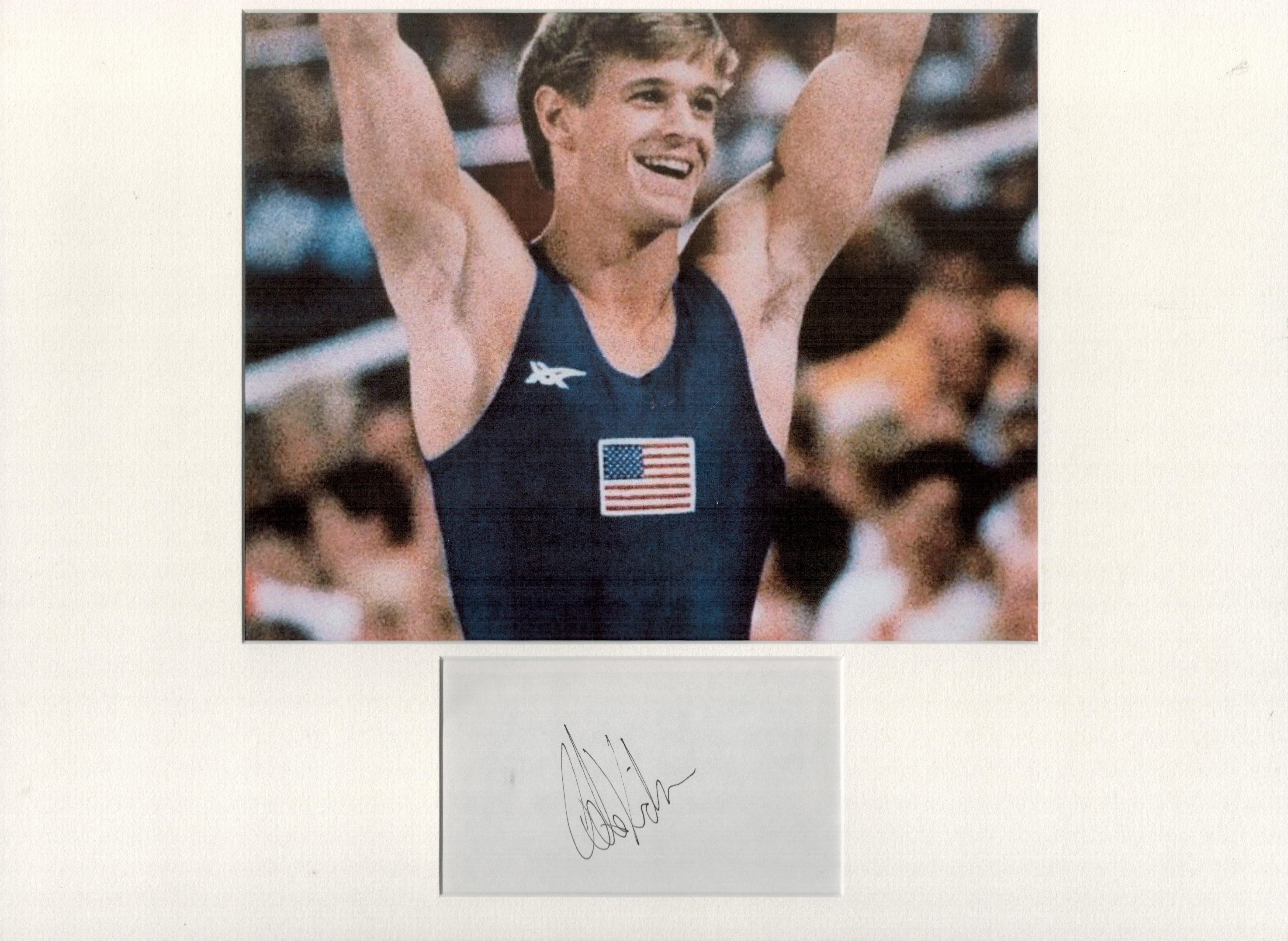 Athletics, Peter Vidmar mounted signature piece. Good condition. All autographs come with a