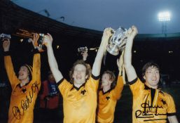 Autographed Wolves 12 X 8 Photo - Col, Depicting Wolves Kenny Hibbitt, Andy Gray And John Richards