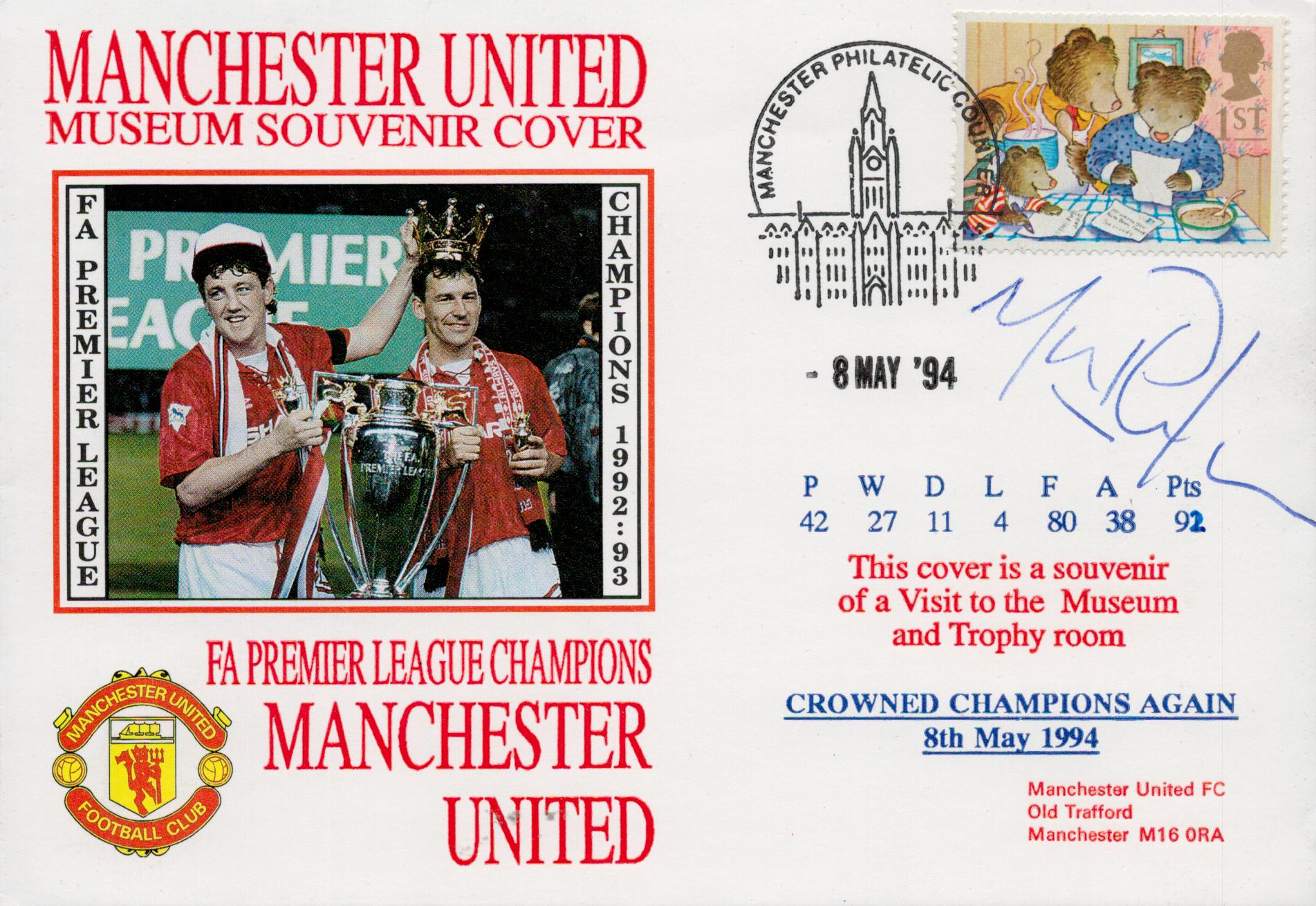 Football Mike Phelan signed Manchester United Museum Souvenir Cover FA Premier League Champions