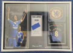Football Frank Lampard (Chelsea) Matchworn Shirt Cutting in presentation frame measuring 12x8.5