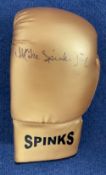 Mike Spinks Signed on Gold Personalised Boxing Glove. Signed in Black ink. Good condition. All