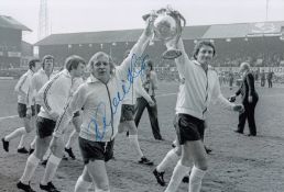 Autographed Francis Lee 12 X 8 Photo - B/W, Depicting Derby County's Francis Lee And Roy Mcfarland
