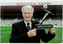 Football Sir Bobby Robson Signed 12x8 inch Colour Photo Showing Robson Holding Aloft Manager of