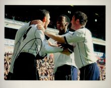 Former Spurs Star Gus Poyet Signed 10x8 inch Colour Spurs FC Photo. Good condition. All autographs