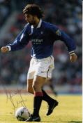 Autographed Marco Negri 6 X 4 Photo - Col, Depicting Rangers Centre-Forward Marco Negri In Full