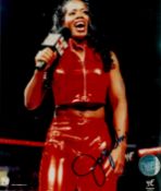 Wrestling Star Jacqueline Moore Signed 10x8 inch Colour WWF Photo. Signed in blue ink. Good