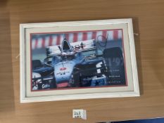 F1 Mika Hakkinen (The Flying Finn) Signed 19x12 Personalised Colour Poster. Signed in black ink.