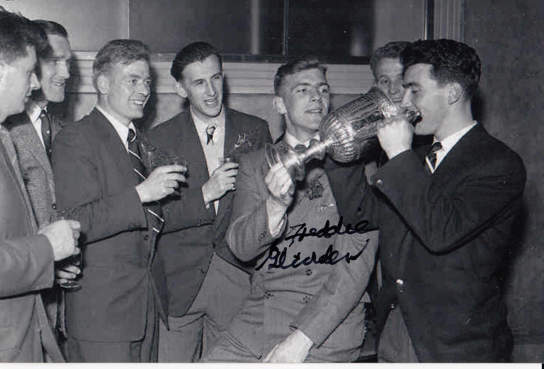 Autographed Freddie Glidden 6 X 4 Photo - B/W, Depicting Hearts Of Midlothian Captain Freddie