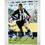 Former Newcastle Star Jermain Jenas Signed 10x8 inch Colour Newcastle Utd FC Photo. Dedicated.