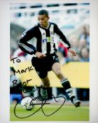 Former Newcastle Star Jermain Jenas Signed 10x8 inch Colour Newcastle Utd FC Photo. Dedicated.