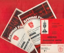 Superb Arsenal V Man Utd Collection of 3 Vintage Programmes 1967-71. Good condition. All