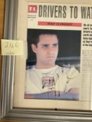 F1 Juan Pablo Montoya Signed F1 Drivers to Watch Magazine Page, Framed to an overall size of 14 x 12