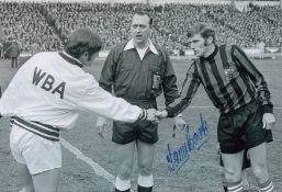 Autographed Tony Book 12 X 8 Photo - B/W, Depicting Man City Captain Tony Book Shaking Hands With