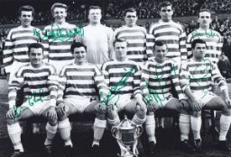 Autographed Celtic 12 X 8 Photo - B/W, Depicting A Wonderful Image Showing Celtic Players Posing